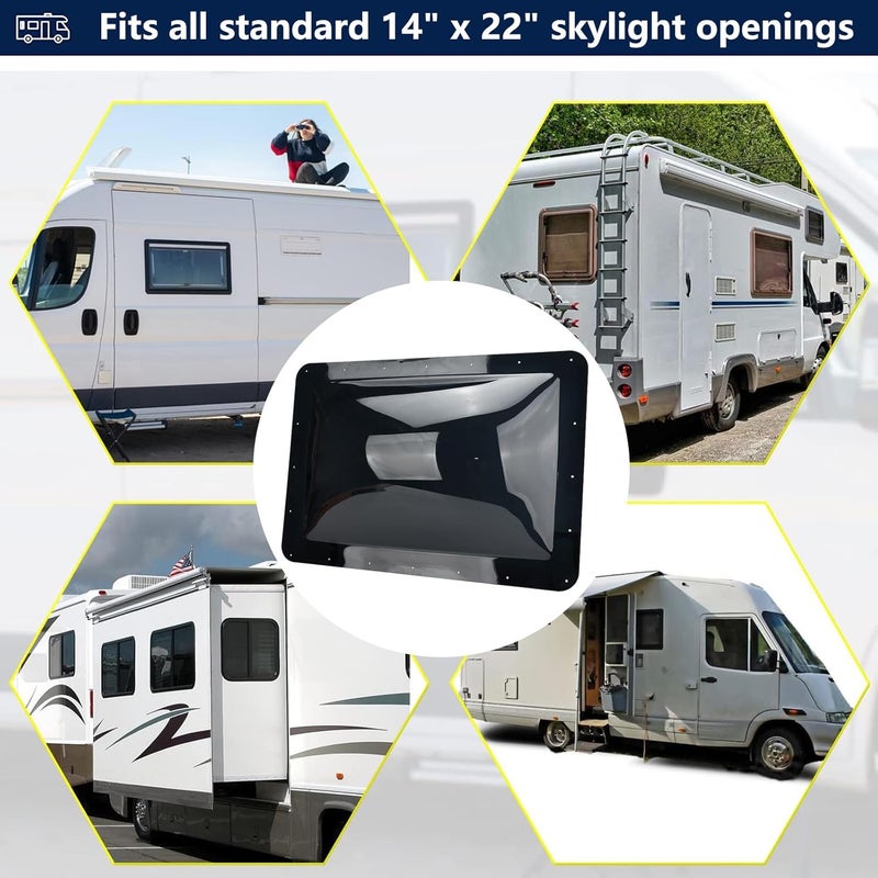 GEATaaT RV Skylight Outer Dome,18"x26" OD Universal Skylight Fits All Standard 14" x 22" Skylight Openings Replacement Travel Trailer RV Camper Truck (Smoke) - Image 4